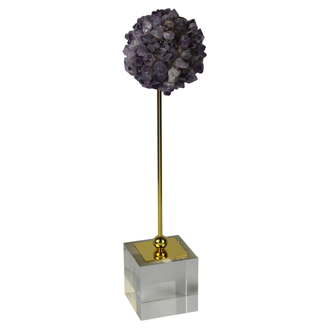 AMETHYST BALL ON GOLD STAND 17.5