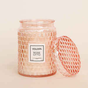 Voluspa Rose Otto Large Glass Jar With Glass Lid