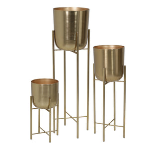 S/3 METAL PLANTERS ON STAND 40/30/20"H