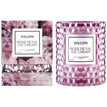 Load image into Gallery viewer, Voluspa Rose Petal Ice Cream Icon Candle with Cloche Cover
