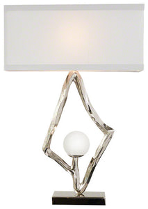 Abstract Lamp With 6" Crystal Sphere-Brass